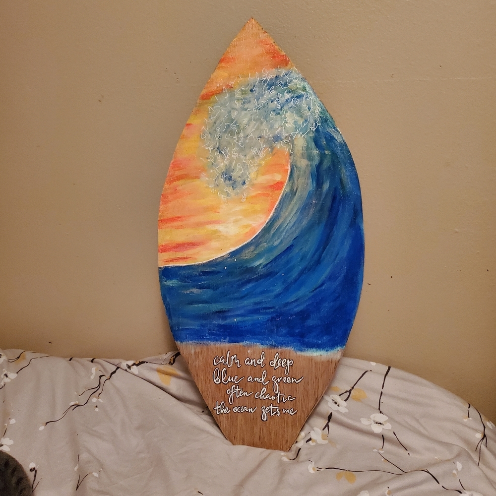Surfboard art 24 inches with wave